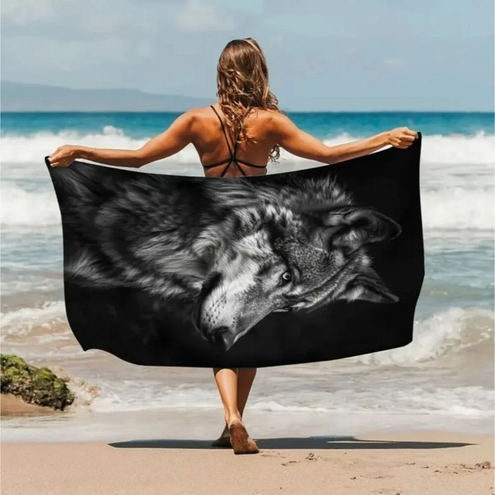 Wolf towel native microfiber quick dry beach towel cloth black world towel